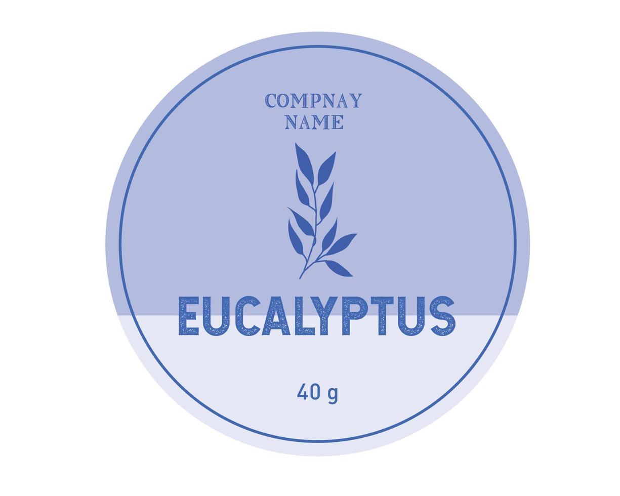 Eucalyptus round label design, Screen care and cosmetic packaging label vector