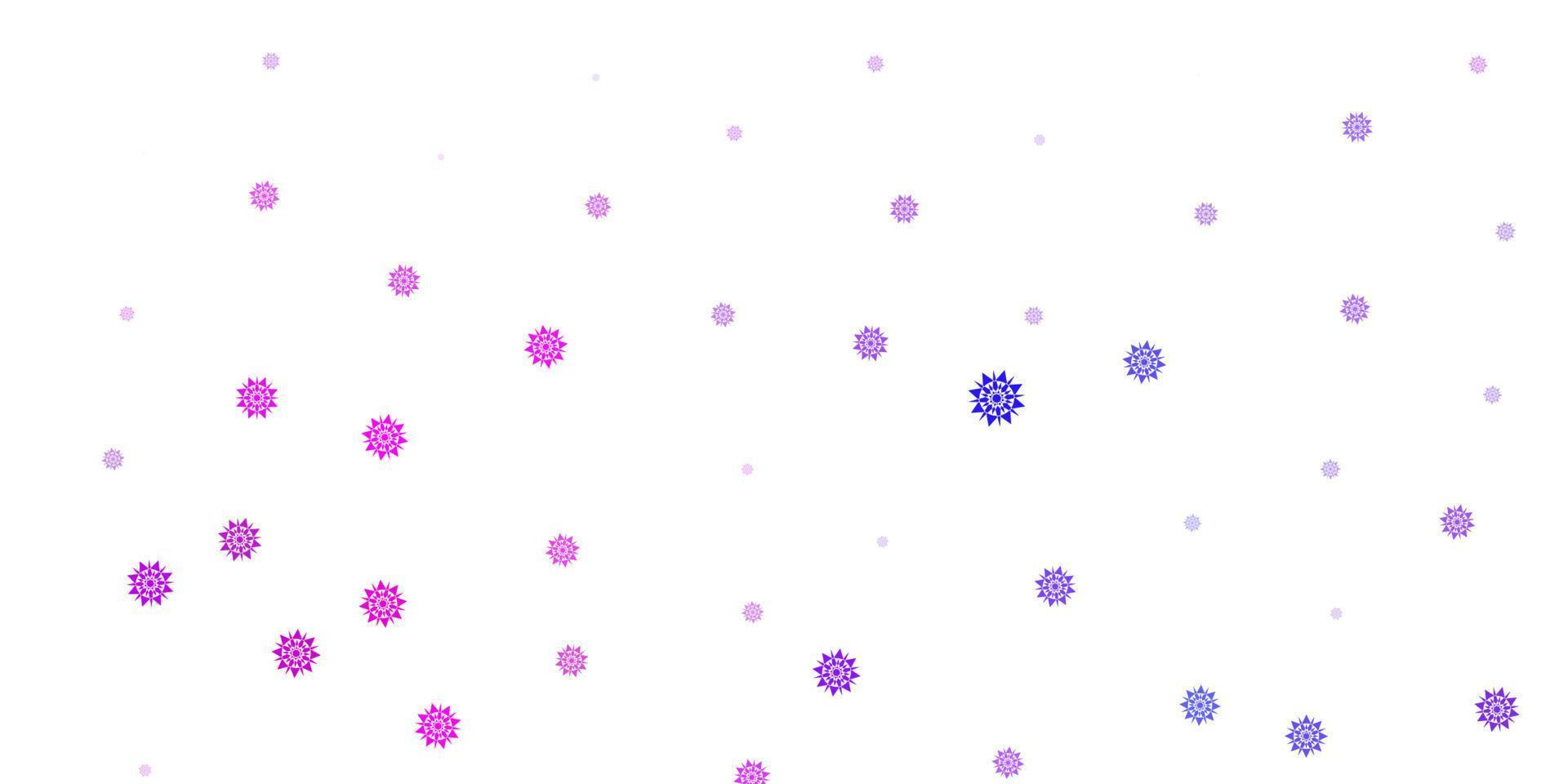 diseño vectorial de color violeta claro, rosa con hermosos copos de nieve. vector