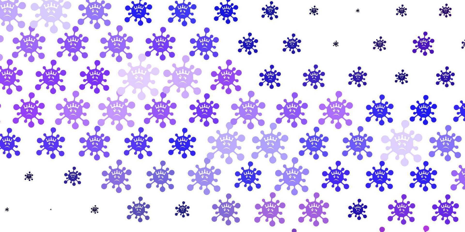 Light Purple vector background with covid-19 symbols.