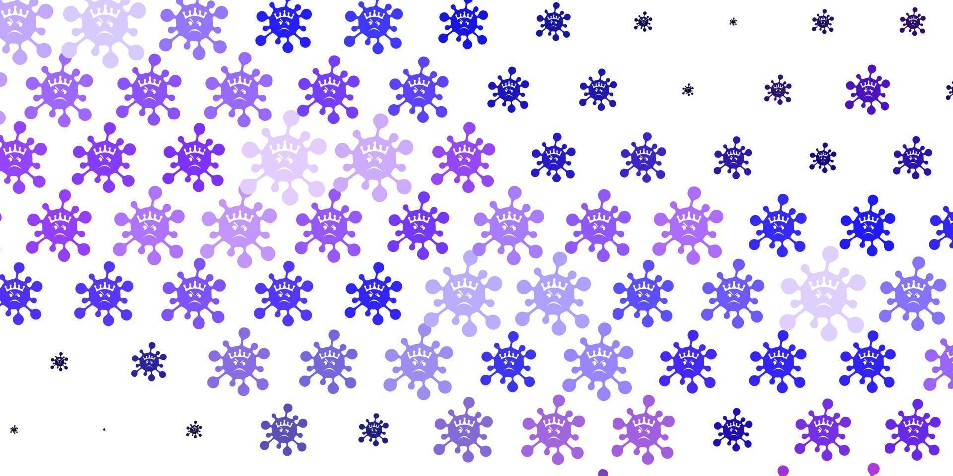 Fondo de vector violeta claro con símbolos covid-19.