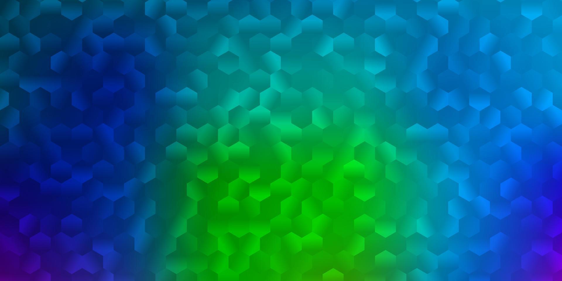 textura de vector multicolor claro con hexágonos de colores.