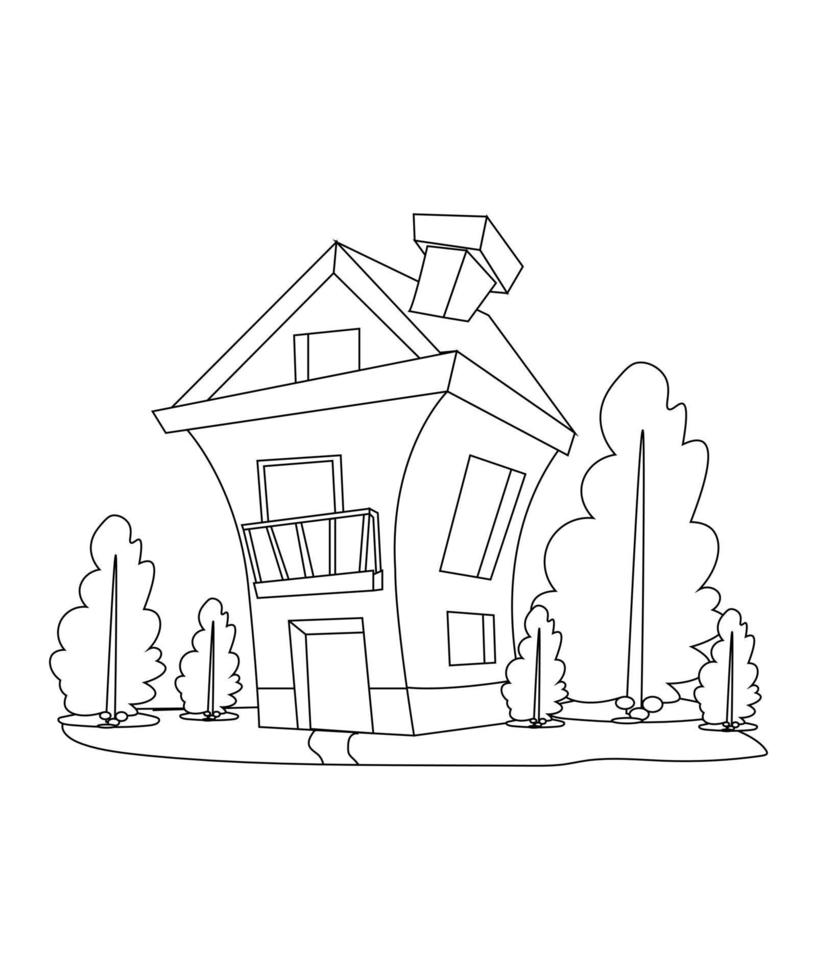 House Coloring page design. coloring page design for kids. simple coloring page design vector
