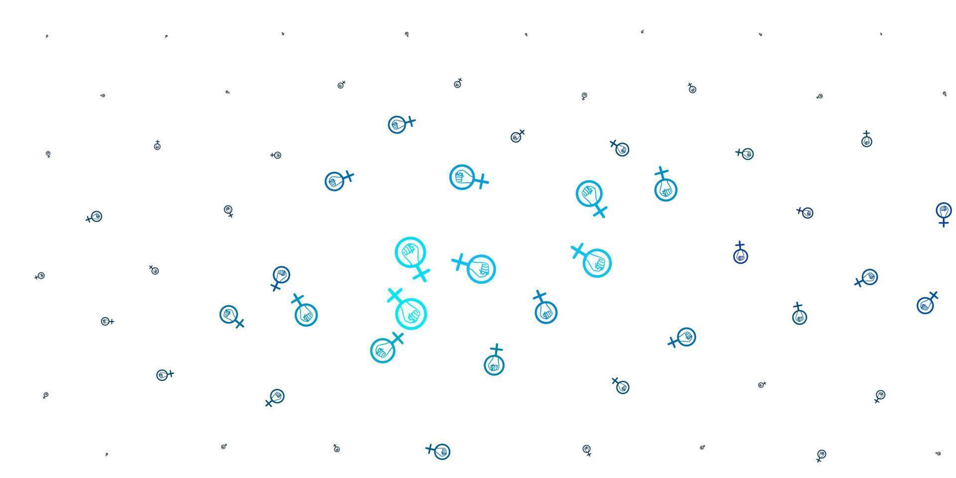 Light BLUE vector texture with women's rights symbols.