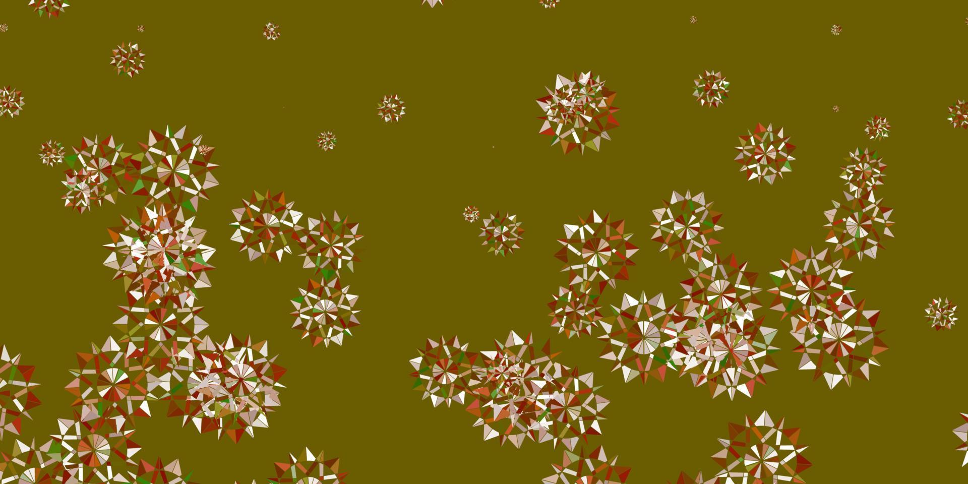 Light green, yellow vector pattern with colored snowflakes.