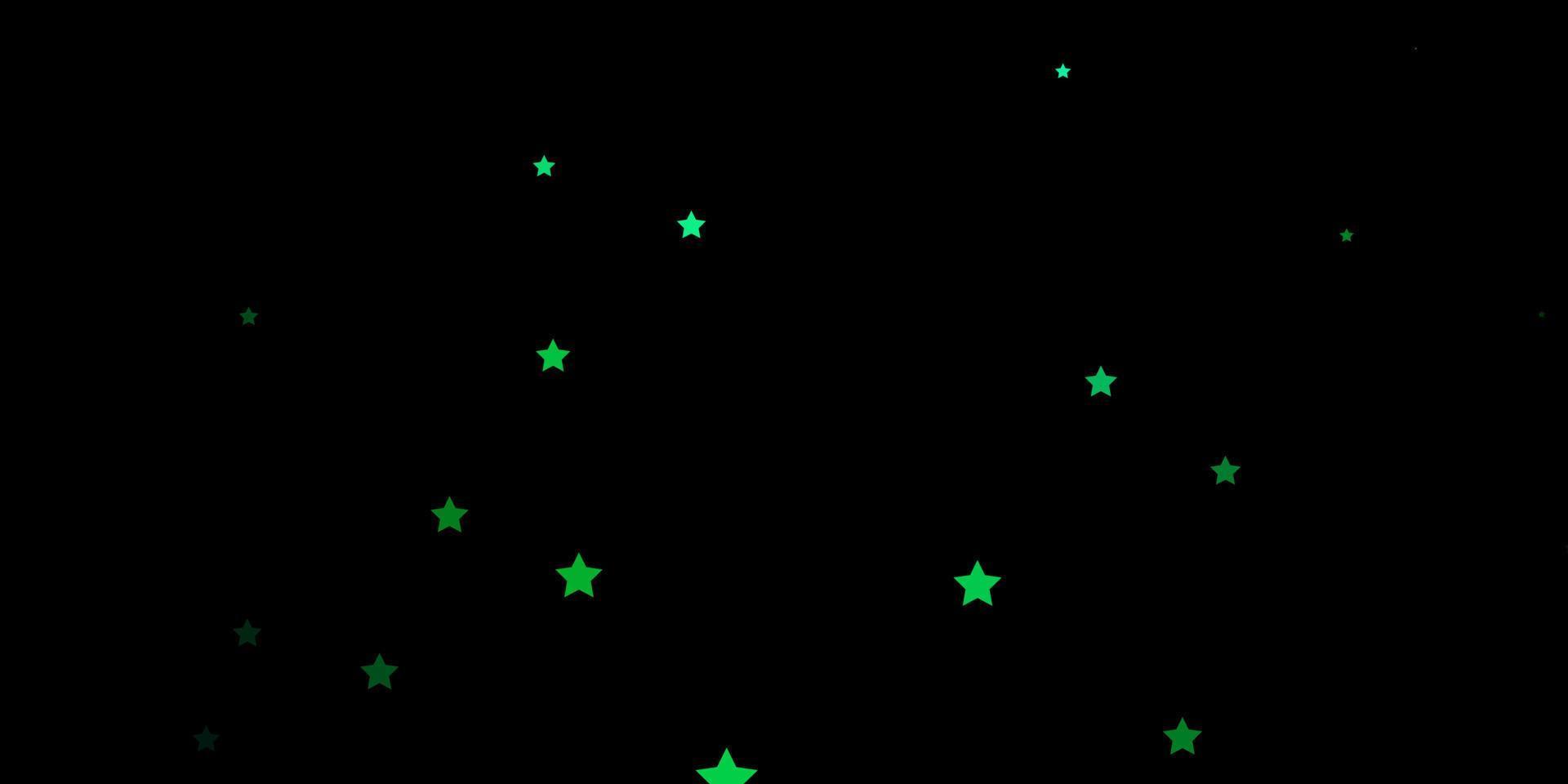 Fondo de vector azul oscuro, verde con estrellas pequeñas y grandes.