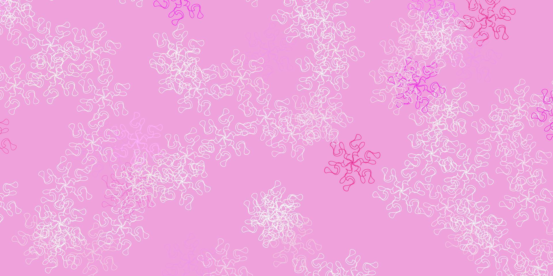 plantilla de doodle de vector de color rosa claro, amarillo con flores.