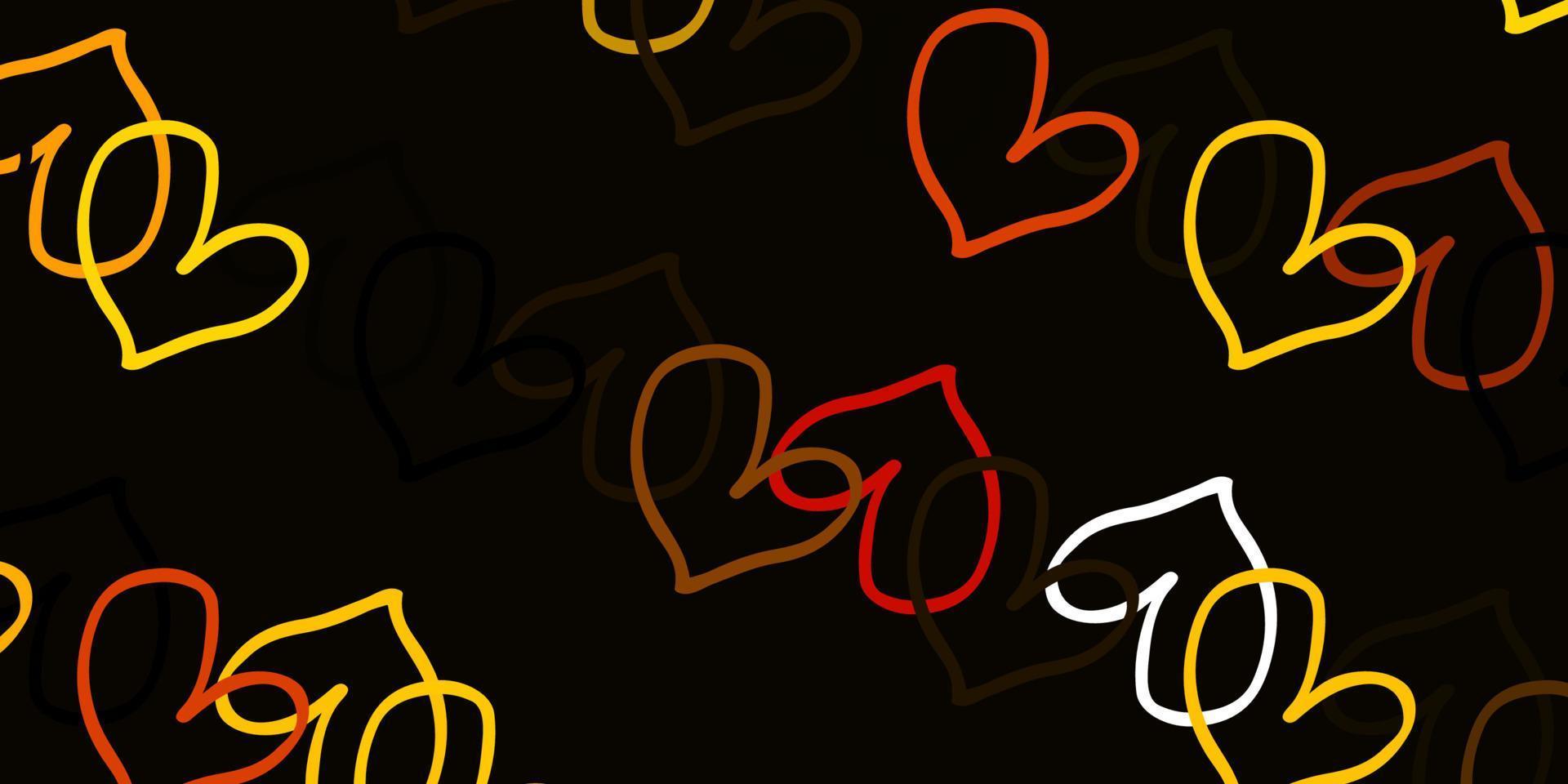 Light Green, Yellow vector template with doodle hearts.