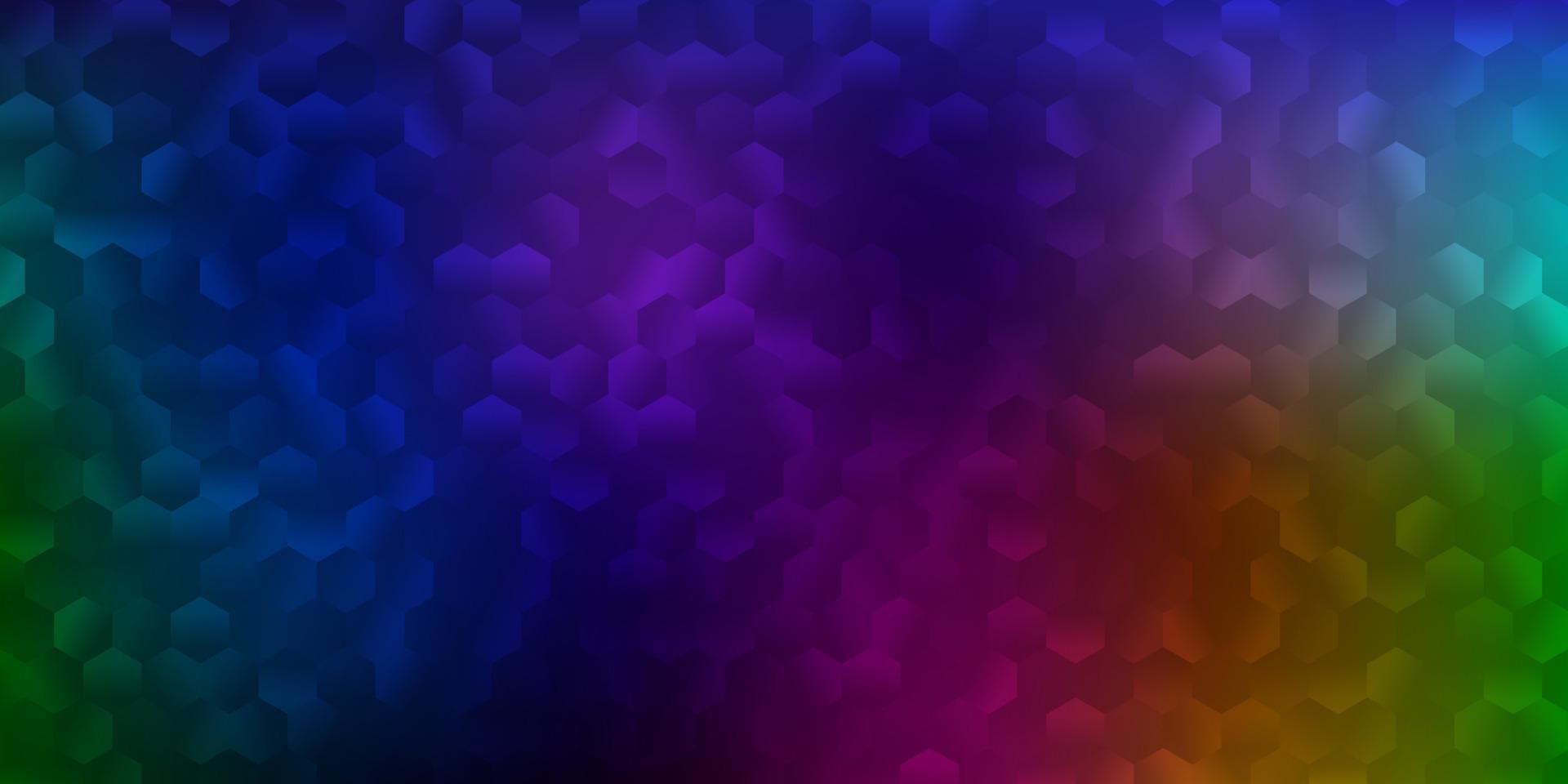 Dark multicolor vector cover with simple hexagons.