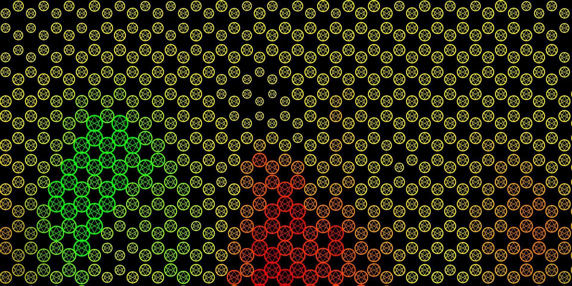 Dark Green, Yellow vector template with esoteric signs.