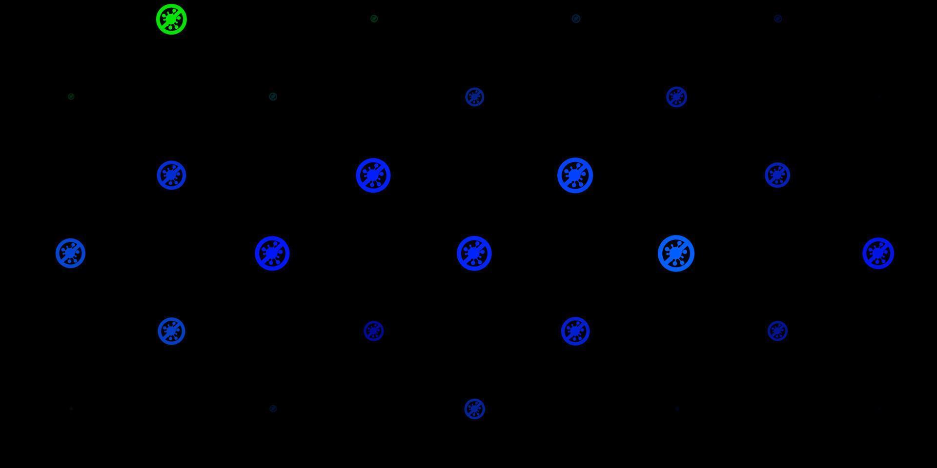 patrón de vector azul oscuro, verde con elementos de coronavirus.