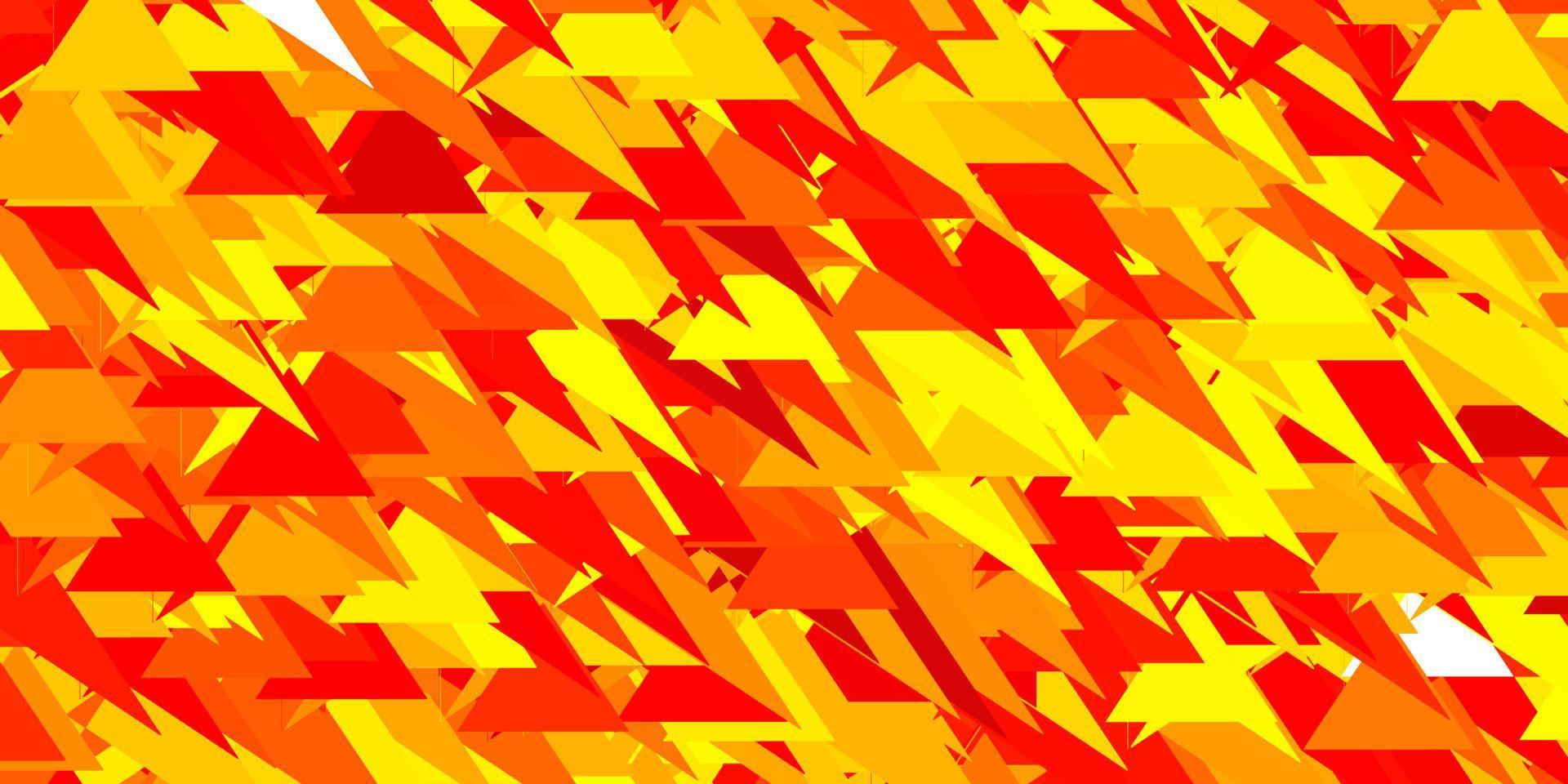 Telón de fondo de vector rojo, amarillo claro con triángulos, líneas.