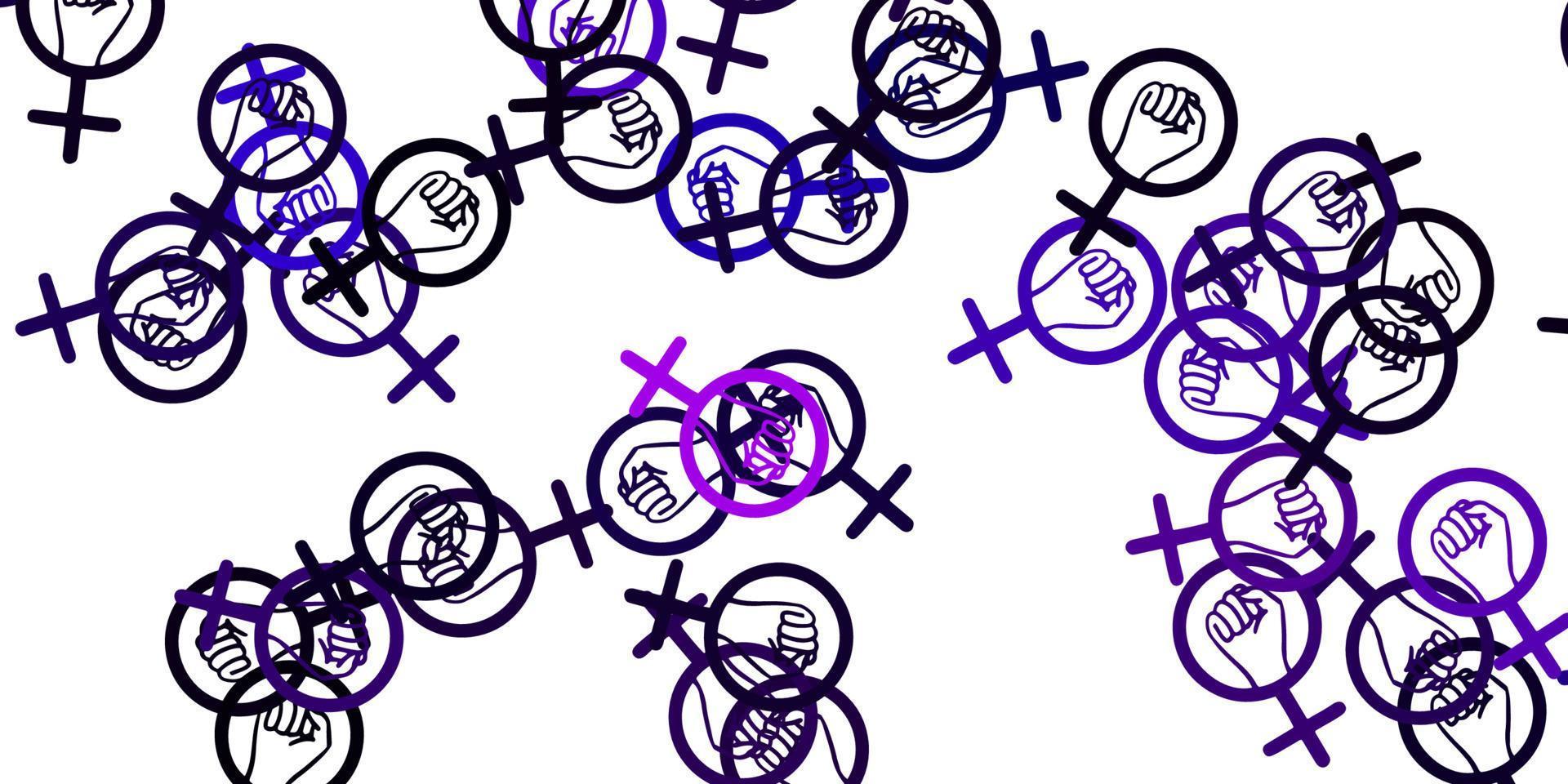 Light Purple, Pink vector backdrop with woman's power symbols.