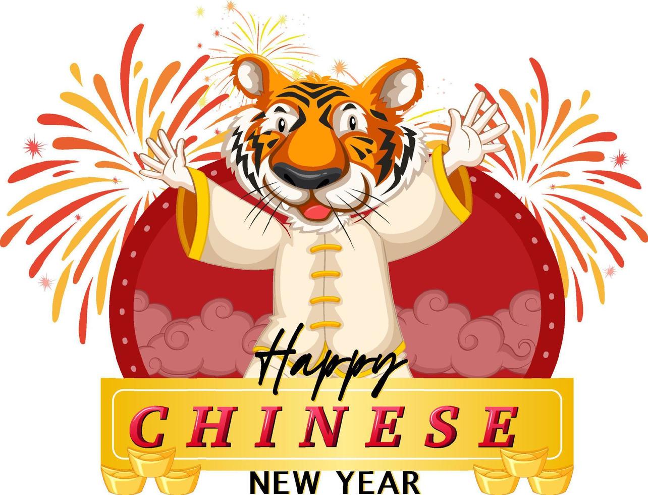 Chinese New Year poster design with tiger vector