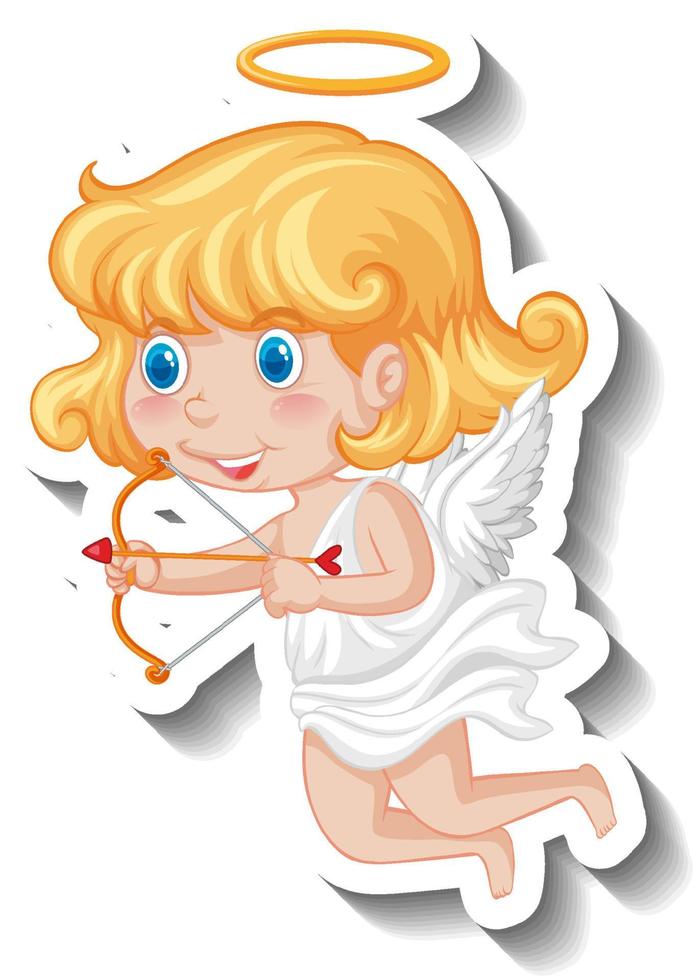 Cupid girl holding bow and arrow vector