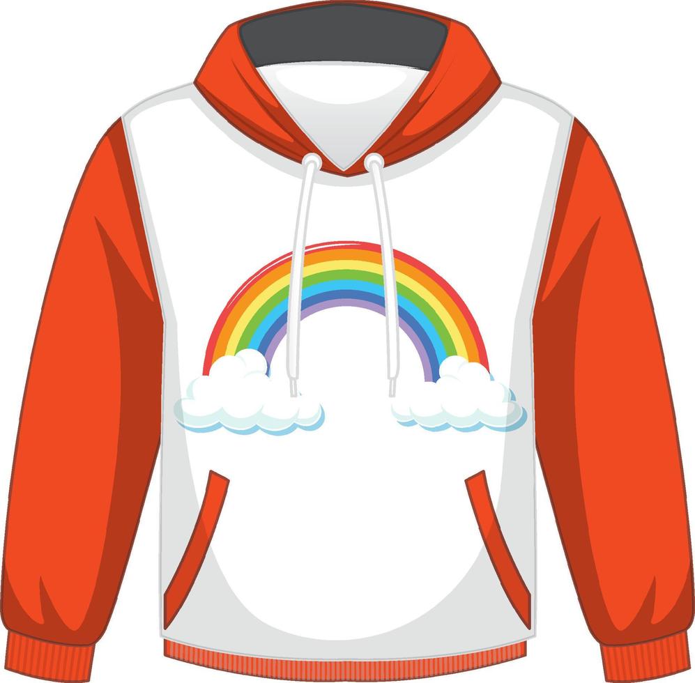 A white hoodie with orange sleeves on white background vector