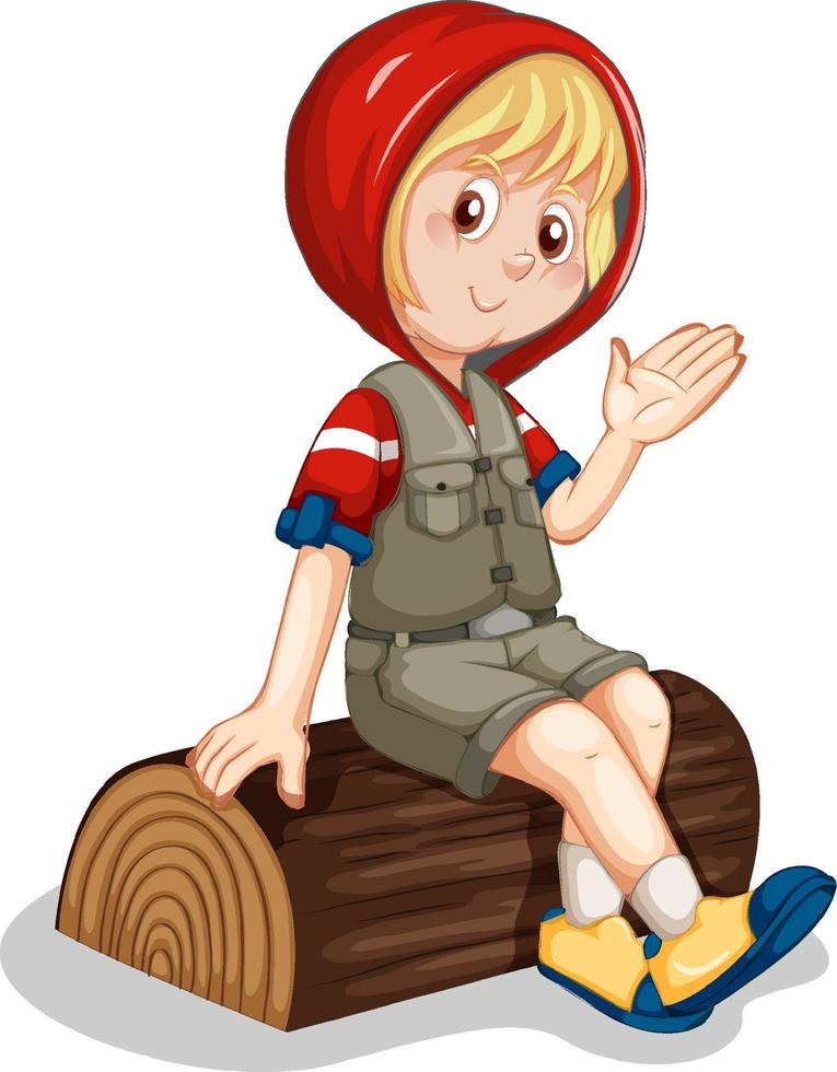 Little girl sitting on log vector