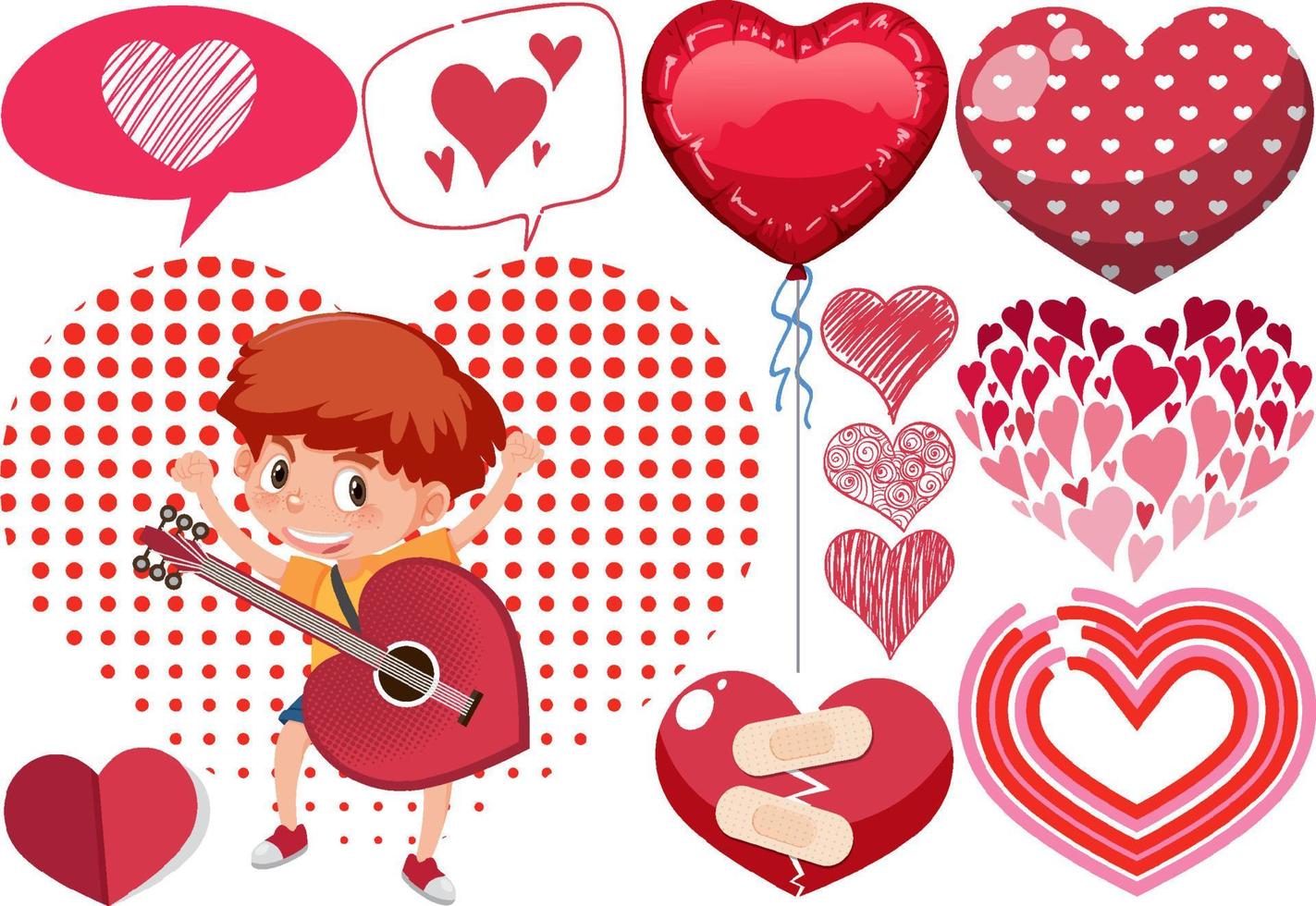 tema de San Valentín con muchos corazones vector