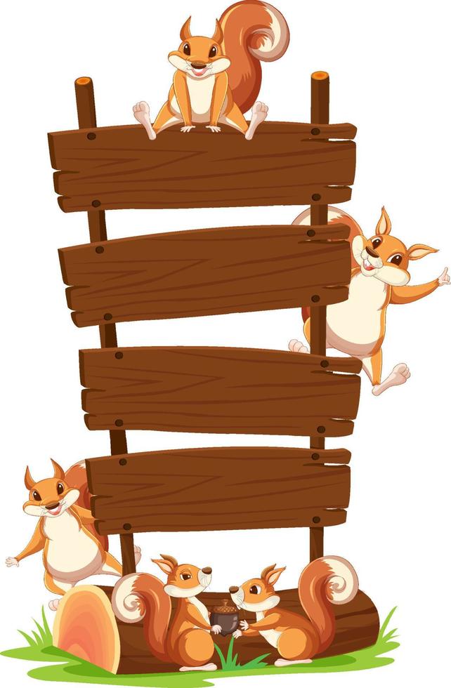 Squirrel with wooden sign banner vector