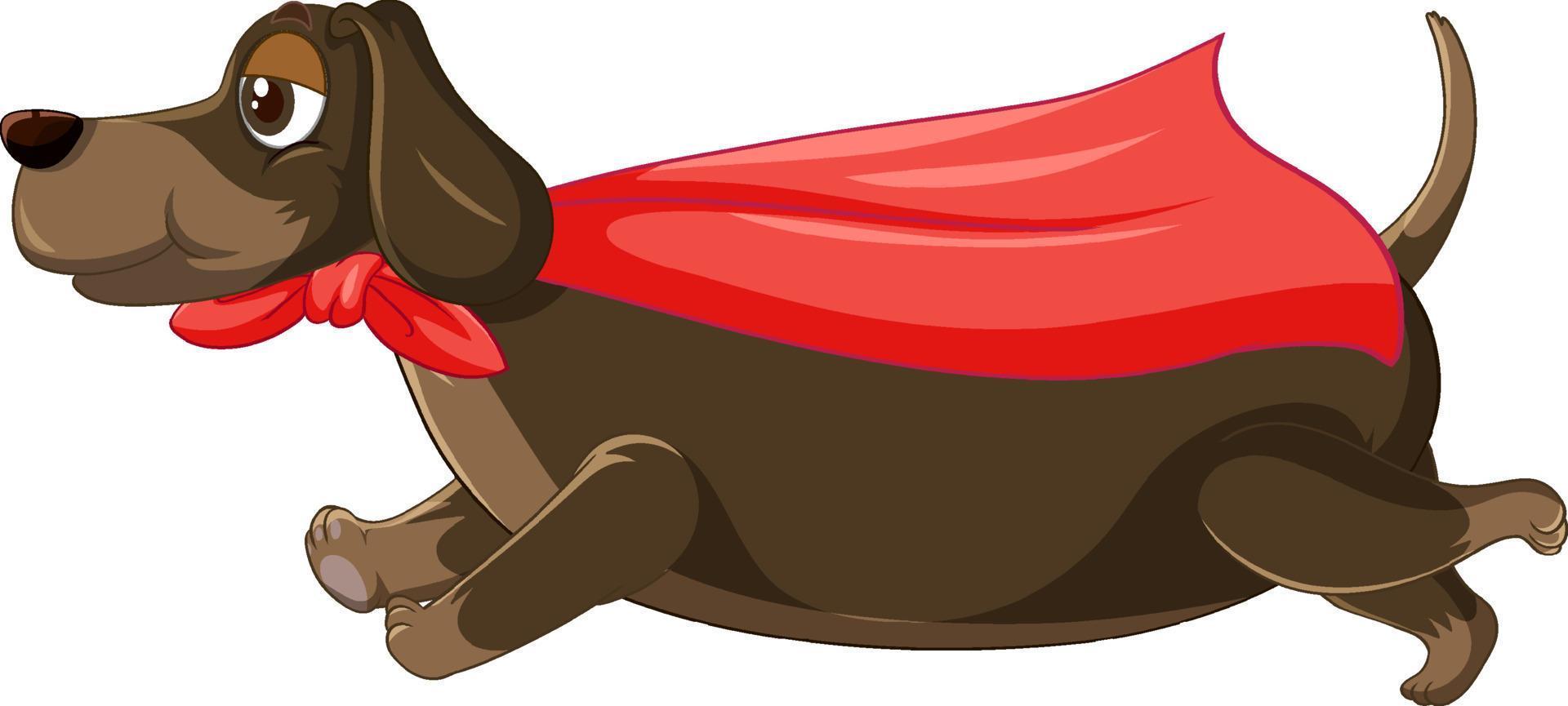 Dog with red cape flying vector