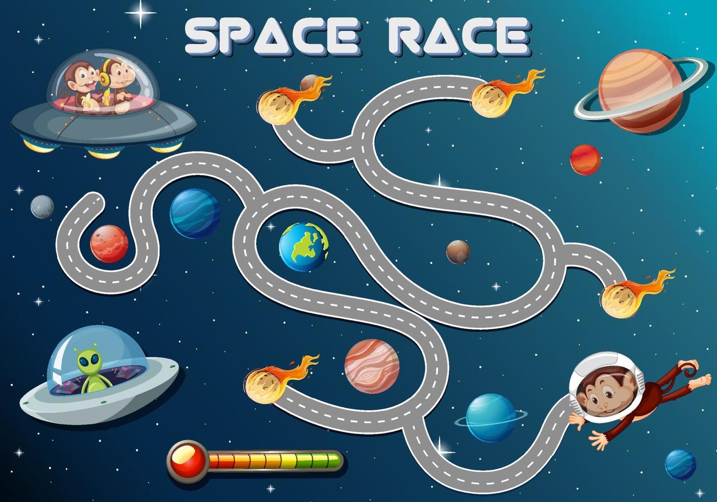 Maze game template in space race theme vector