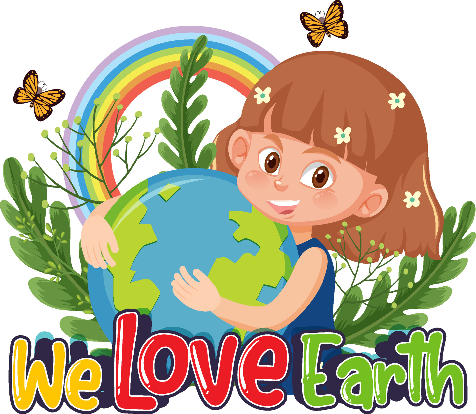 We Love Earth Logo With A Girl Hugging Earth Globe 6093639 Vector Art We Love Earth Logo With A Girl Hugging Earth Globe 6093639 Vector Art
