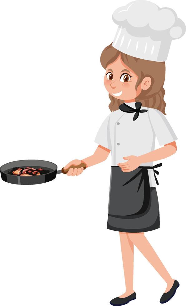 Professinal chef cartoon character on white background vector
