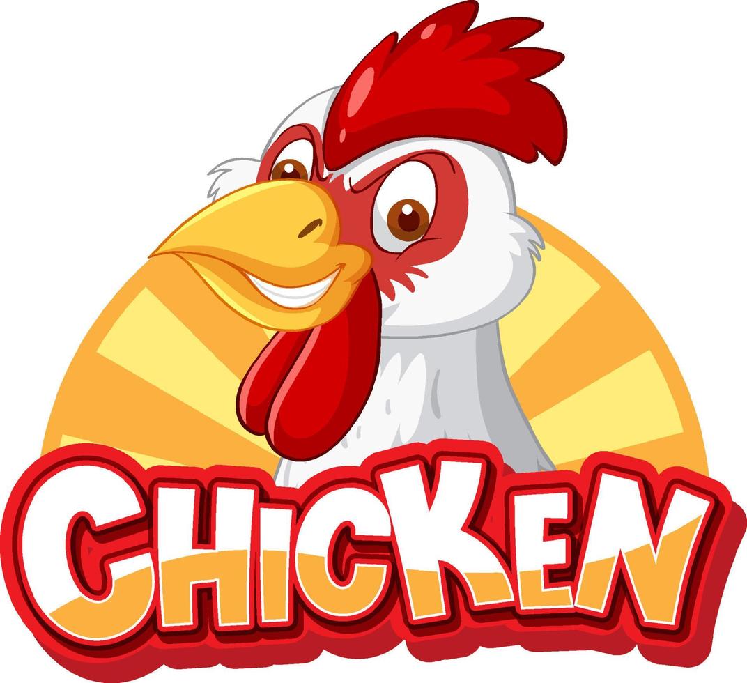 logotipo de personaje de dibujos animados de pollo blanco vector