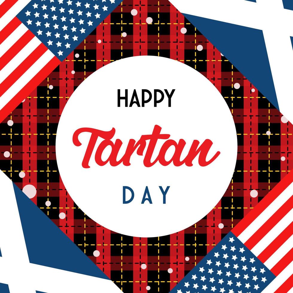 Happy Tartan Day With Flag Background vector
