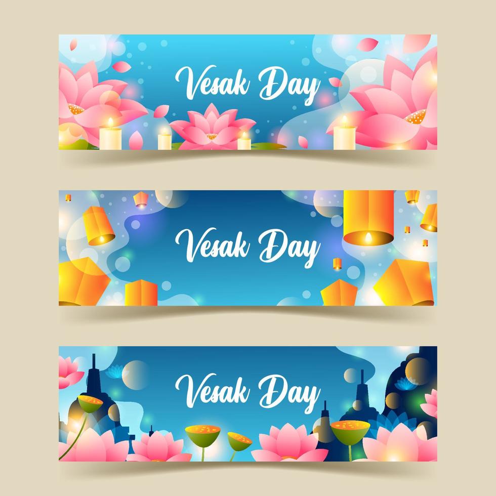 Vesak Day Set Banner vector