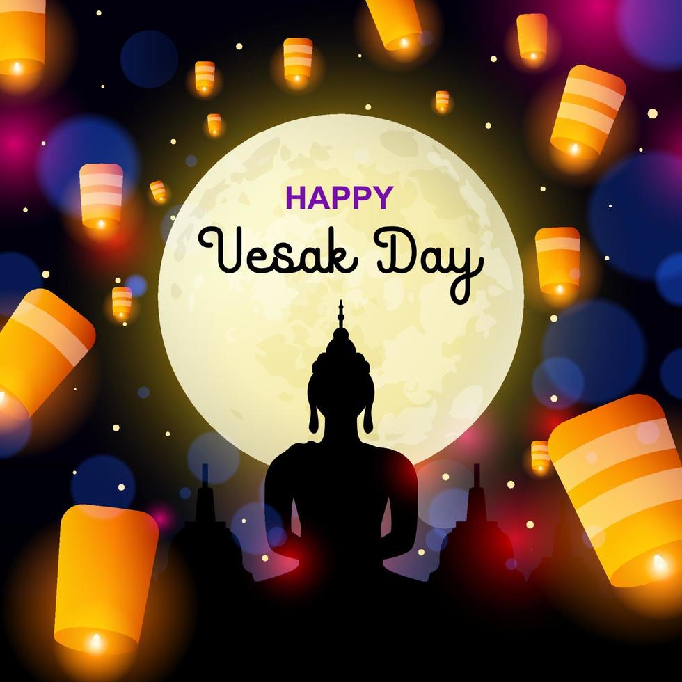 Happy Vesak Day Concept vector