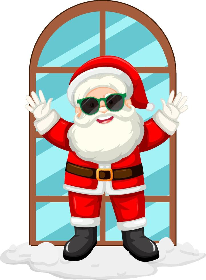 Santa Claus wearing sunglasses by the window vector