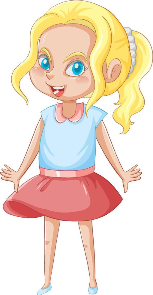 A girl standing on the floor cartoon character on white background vector