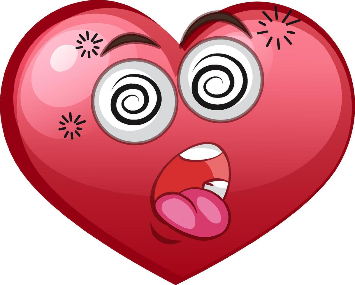 Drunk heart emoticon on white background vector