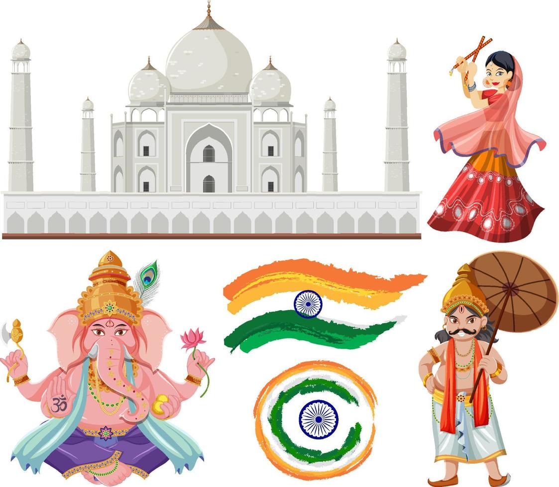 Indian gods and Taj Mahal vector