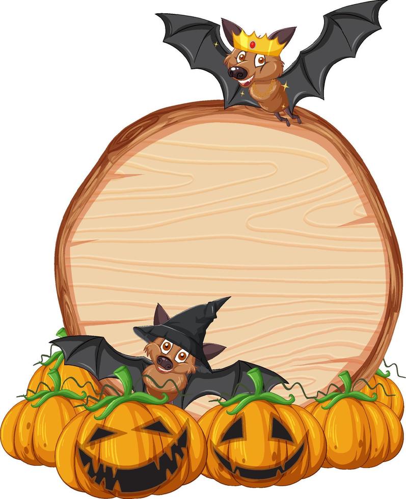 Bat with wooden sign banner vector