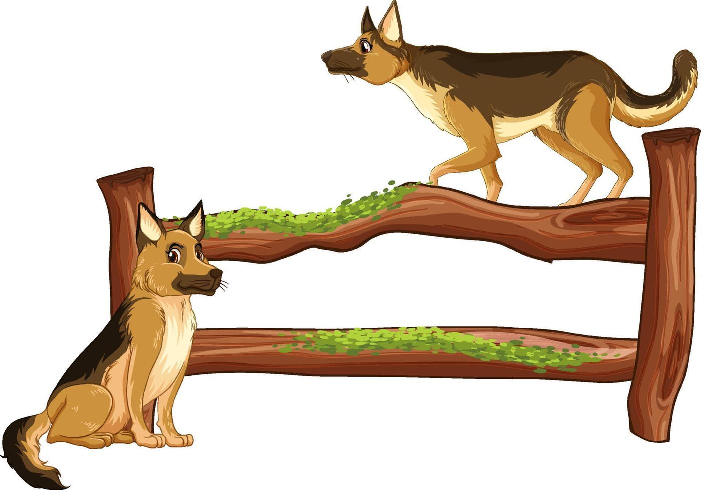 Funny dog with wooden fence vector