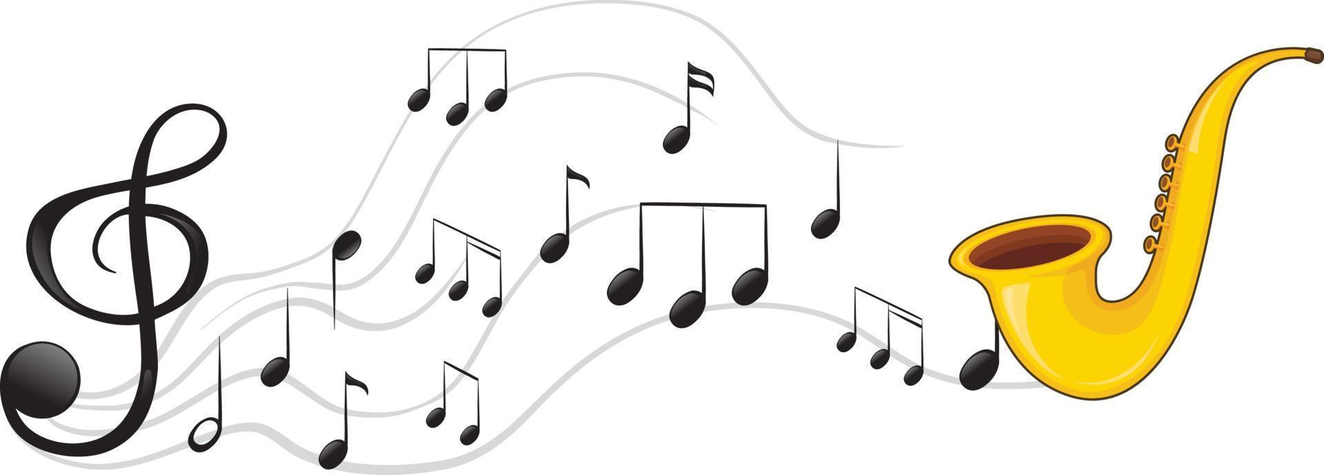A saxophone with musical notes on white background vector