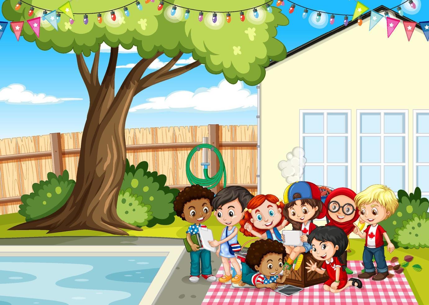 Scene with children in the park vector