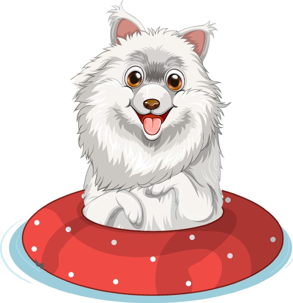 White dog in floating ring vector