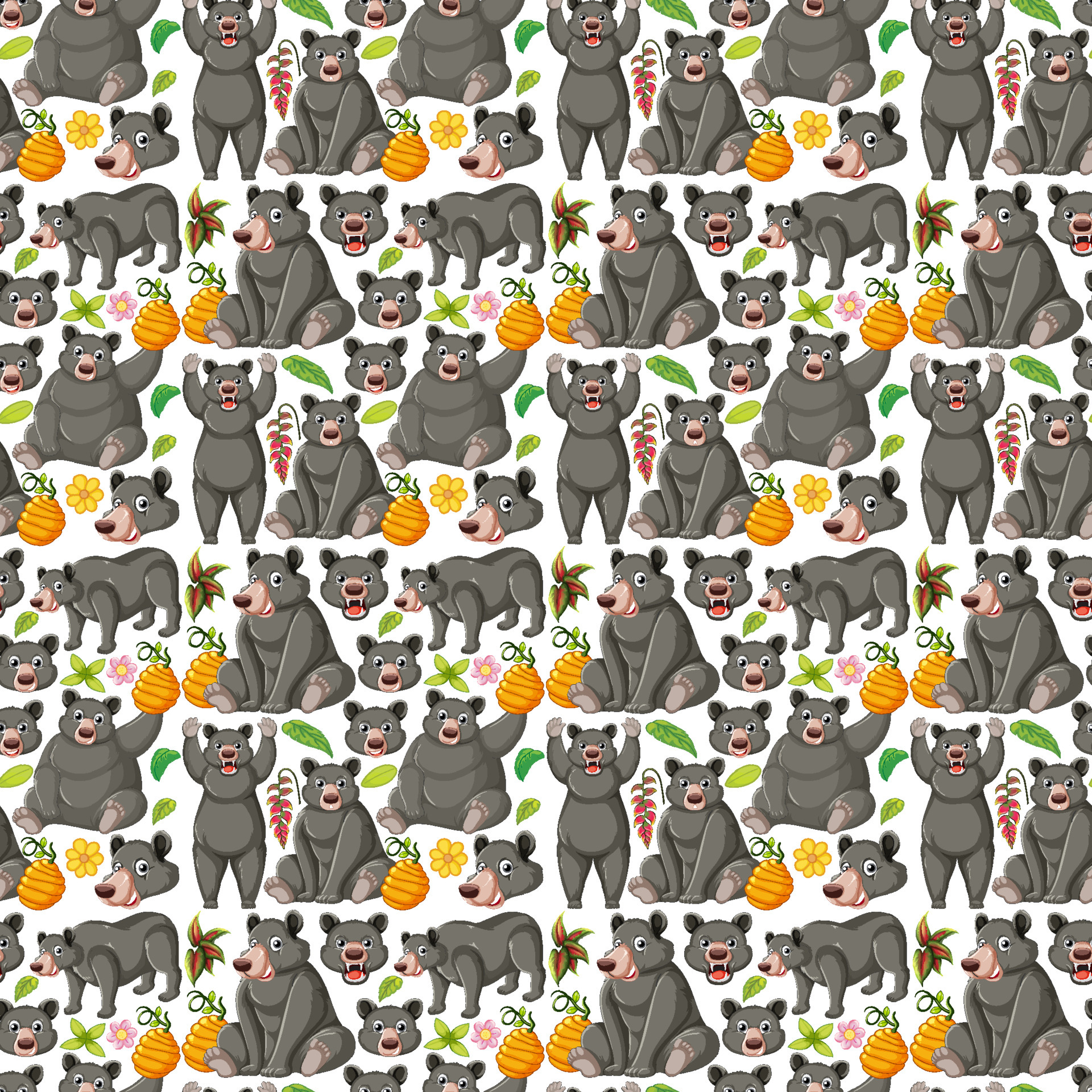 Funny Bear On White Background Seamless 6094052 Vector Art At Vecteezy Funny Bear On White Background Seamless 6094052 Vector Art At Vecteezy