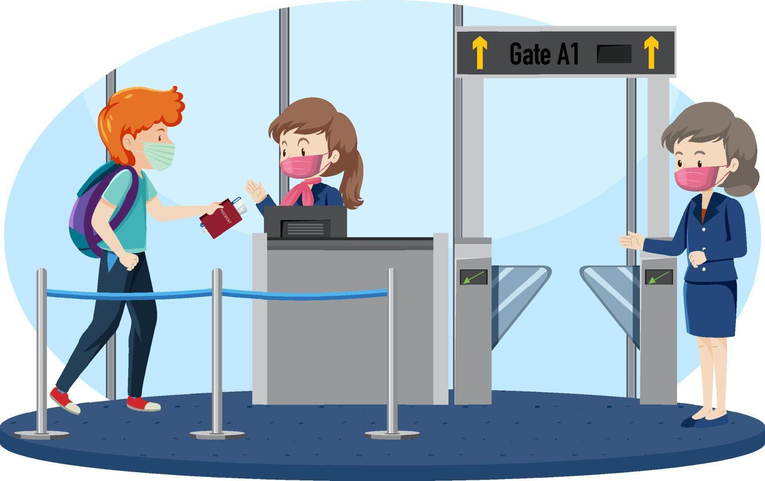 Passengers walking through passport control vector