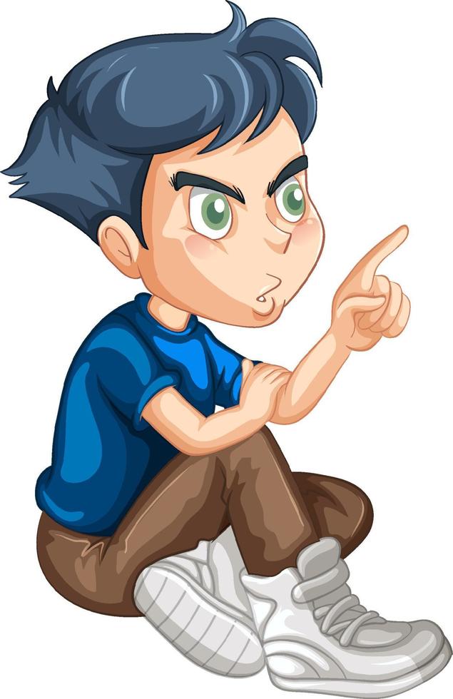 A boy sitting on the floor and point to something vector