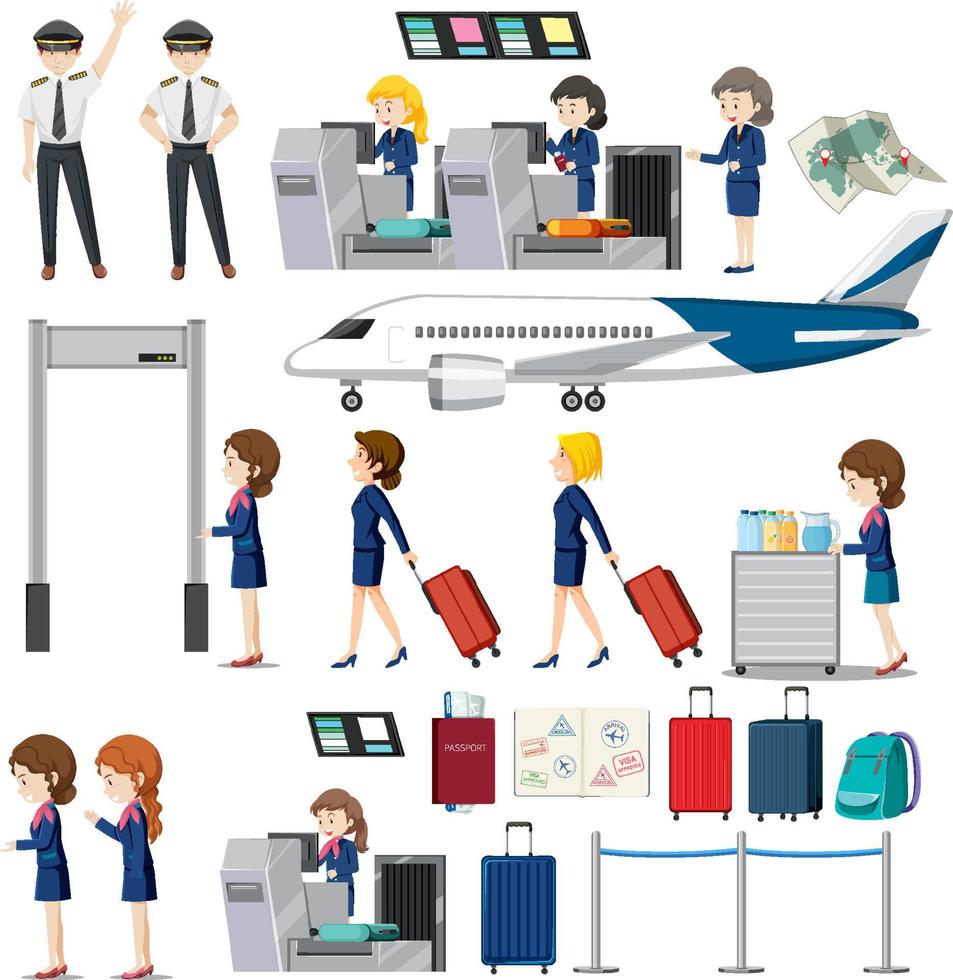 Set of traveling objects and travelers vector