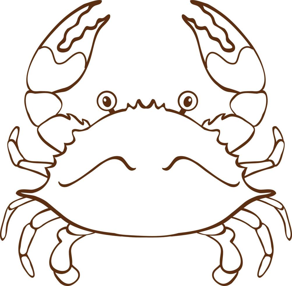 Crab in doodle simple style on white background vector