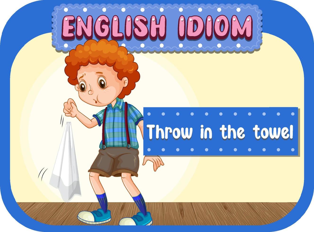 English idiom with picture description for throw in the towel 6094501 Vector Art at Vecteezy