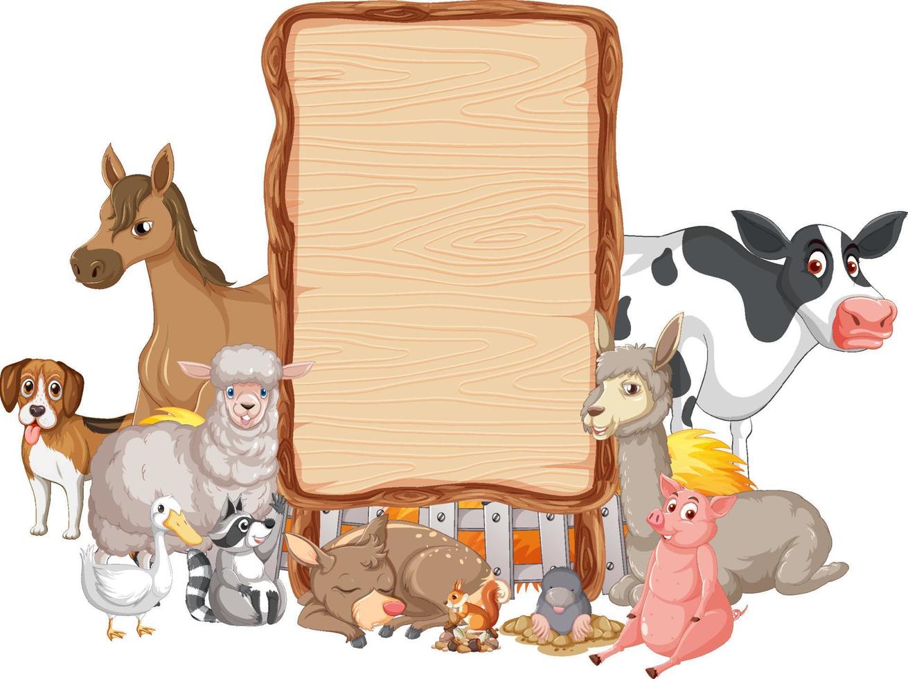 Animal with wooden sign banner vector