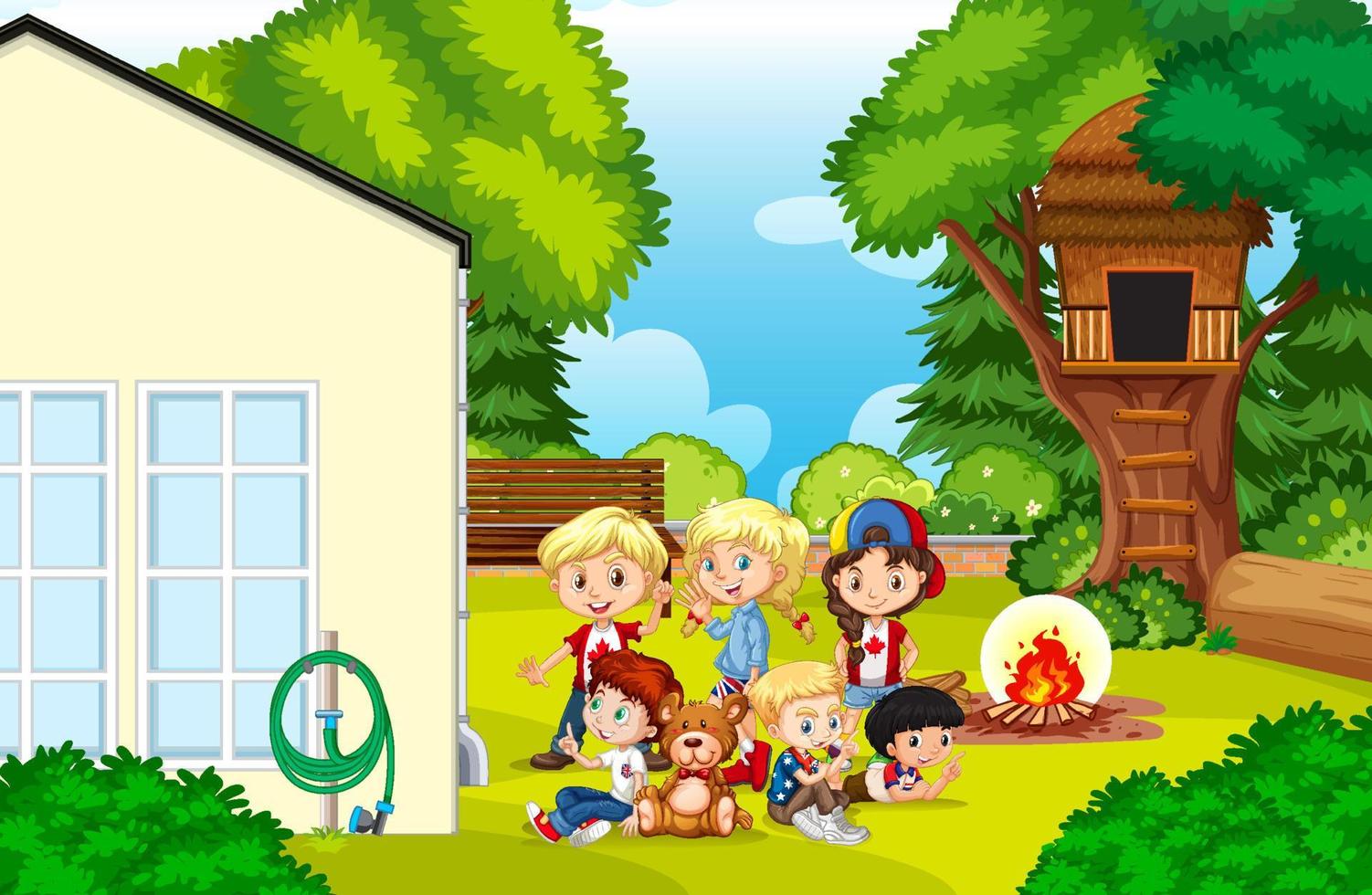 Scene with children in the park vector