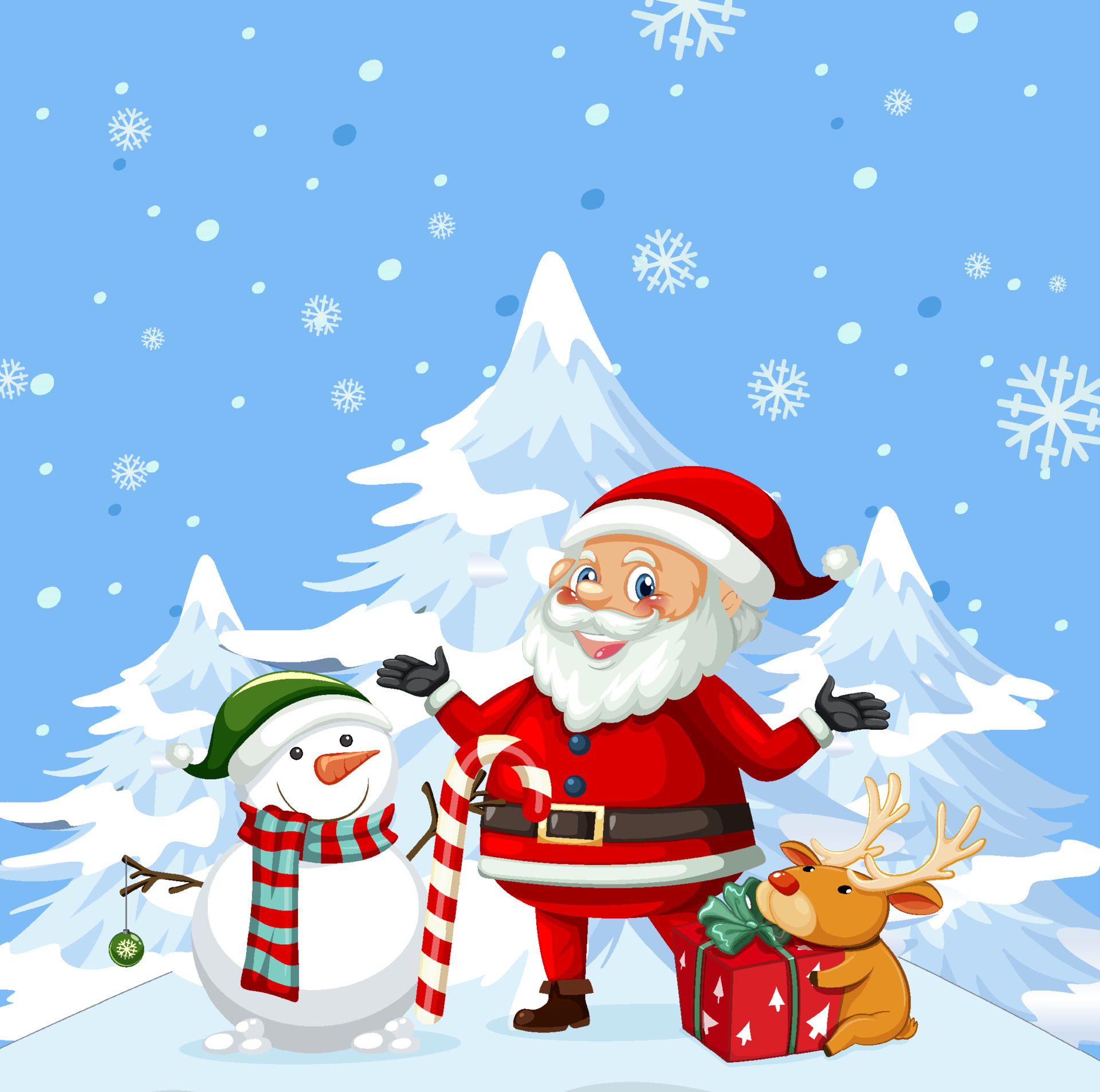 Christmas poster design with Santa Claus and snowman 6094593 Vector Art ...