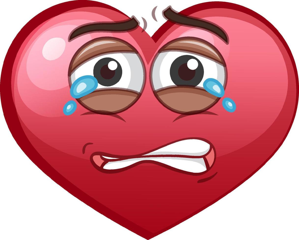 Crying heart emoticon on white background vector