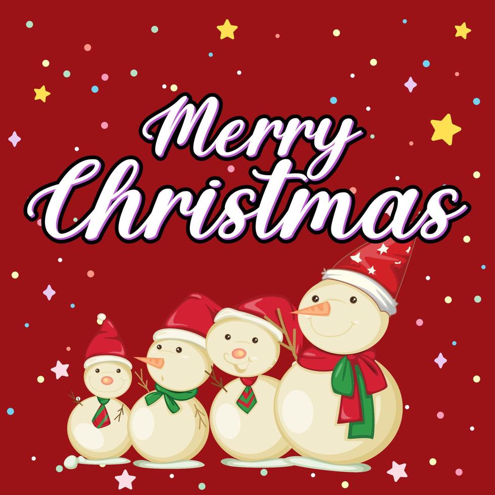 Merry Christmas poster design with snowman vector